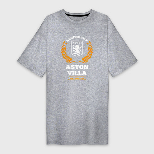 Женская футболка-платье Лого Aston Villa и надпись Legendary Football Club / Меланж – фото 1