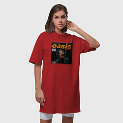 Футболка женская-платье Альбом KNEBWORTH 1996 группы OASIS, цвет: красный — фото 2