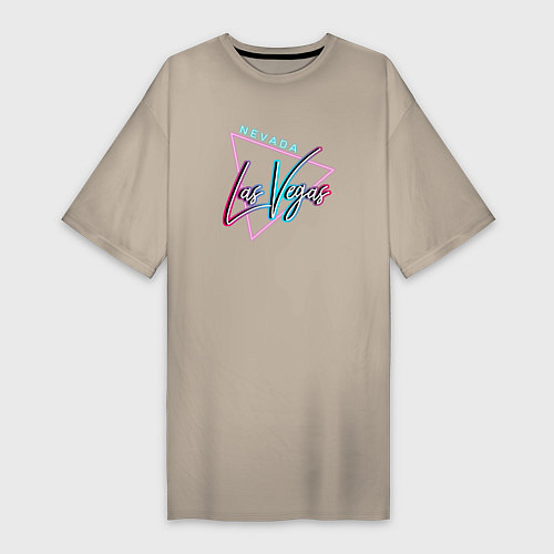 Женская футболка-платье Лас Вегас Невада / Миндальный – фото 1