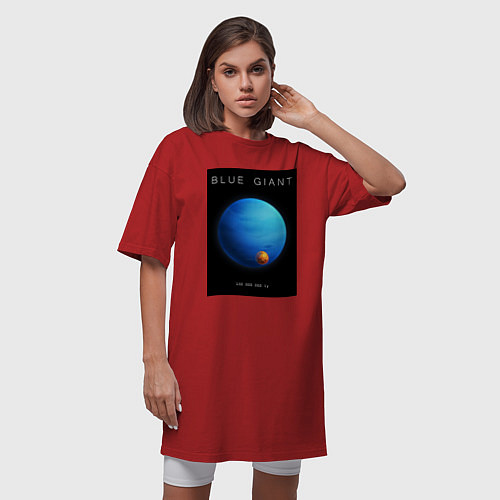 Женская футболка-платье Blue Giant Голубой Гигант Space collections / Красный – фото 3