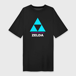 Футболка женская-платье Символ Zelda в неоновых цветах, цвет: черный