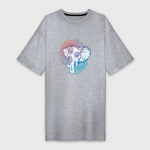 Женская футболка-платье Мандала слон / Меланж – фото 1