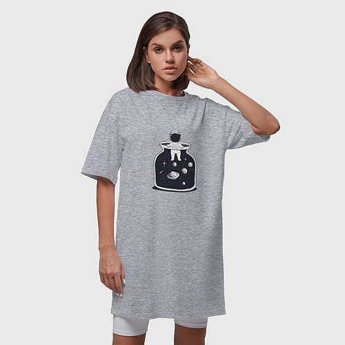 Женская футболка-платье Космонавт в банке / Меланж – фото 3