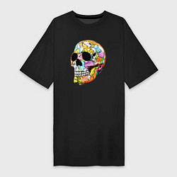 Футболка женская-платье Art cool skull, цвет: черный