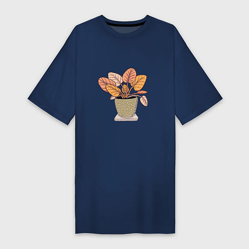 Женская футболка-платье Комнатный цветочек / Тёмно-синий – фото 1