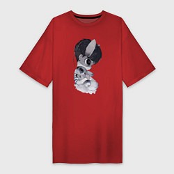 Футболка женская-платье Фурри с кроликом, цвет: красный