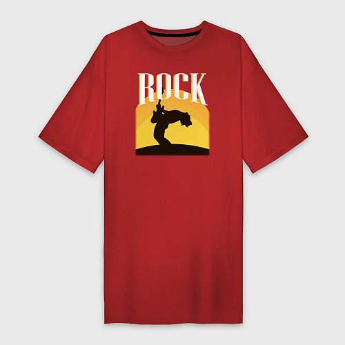 Женская футболка-платье Рок Гитарист / Красный – фото 1