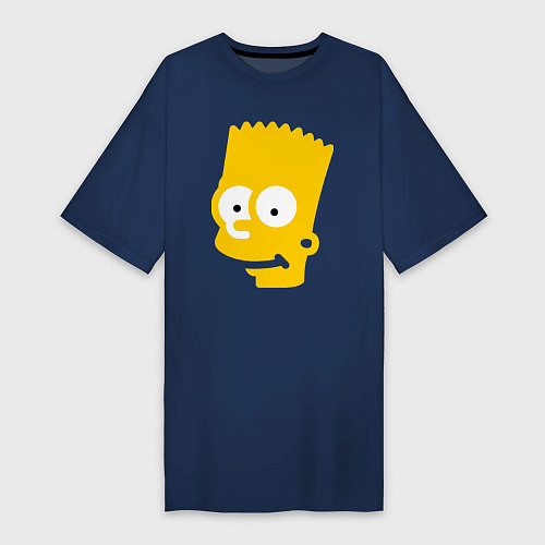 Женская футболка-платье Барт Симпсон - портрет / Тёмно-синий – фото 1