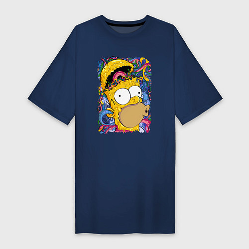 Женская футболка-платье Мозг Гомера Симпсона - постер / Тёмно-синий – фото 1