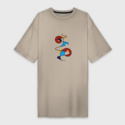 Женская футболка-платье Абстрактный узор круги и линии