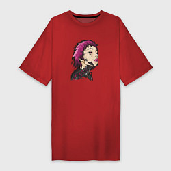 Женская футболка-платье Портрет девушки-кибера