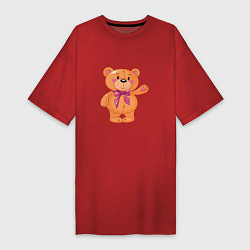 Женская футболка-платье Милый плюшевый медвеженок