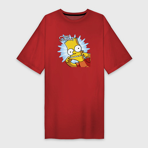 Женская футболка-платье Барт Симпсон корчит рожицу! / Красный – фото 1