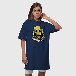 Футболка женская-платье Скелет Барта Симпсона разрывает ткань, цвет: тёмно-синий — фото 2