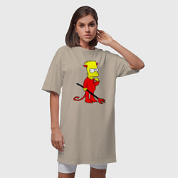Футболка женская-платье Bart Simpson - devil, цвет: миндальный — фото 2