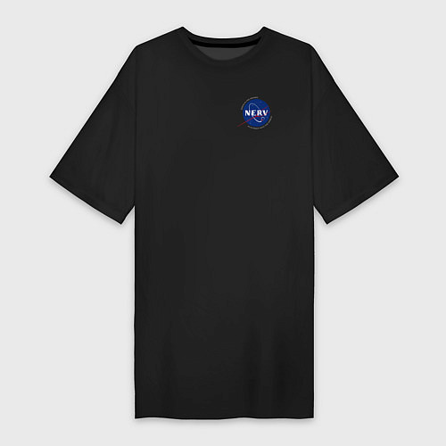 Женская футболка-платье NASA NERV Evangelion - little logo / Черный – фото 1