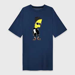 Футболка женская-платье Барт Симпсон в тёмных очках, цвет: тёмно-синий