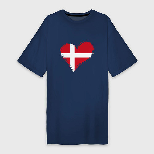 Женская футболка-платье Сердце - Дания / Тёмно-синий – фото 1