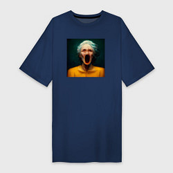 Футболка женская-платье Портрет ужасной бабушки, цвет: тёмно-синий