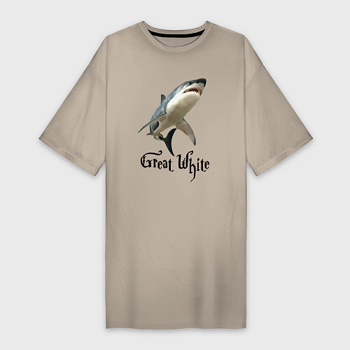 Женская футболка-платье Большая белая акула / Миндальный – фото 1