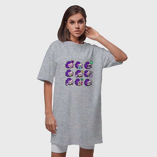 Женская футболка-платье Значки на Эмз Пины Бравл Старс Emz / Меланж – фото 3