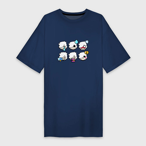 Женская футболка-платье Значки на Колетт Пины Бравл Старс Colette / Тёмно-синий – фото 1