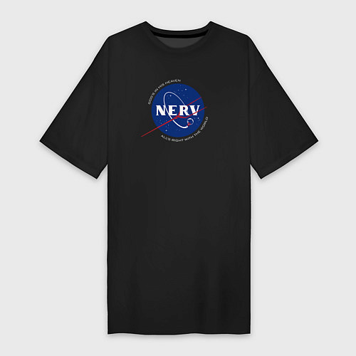 Женская футболка-платье NASA NERV / Черный – фото 1
