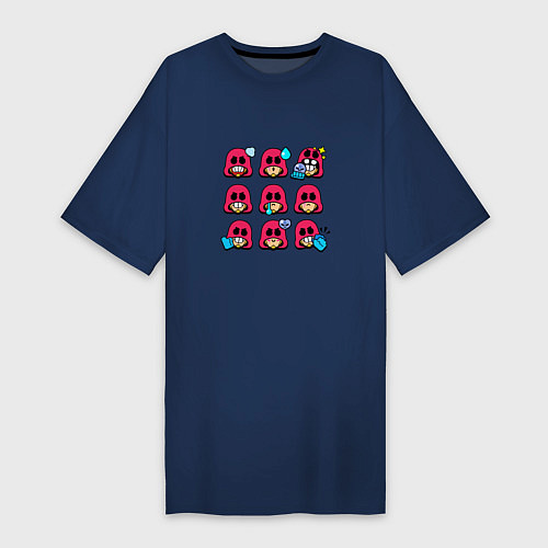 Женская футболка-платье Значки на Гром Пины Бравл Старс Grom / Тёмно-синий – фото 1