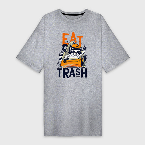 Женская футболка-платье Ешь мусор - мусорная панда / Меланж – фото 1