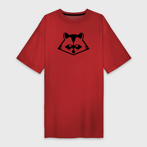 Женская футболка-платье Голова енота / Красный – фото 1