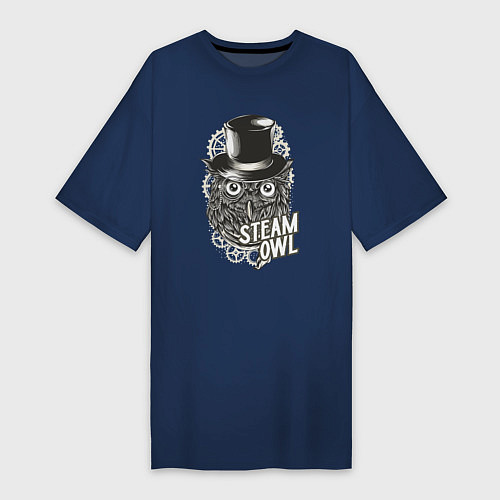 Женская футболка-платье Steam owl / Тёмно-синий – фото 1