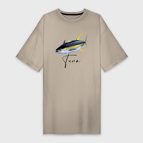 Женская футболка-платье Желтопёрый океанский тунец / Миндальный – фото 1