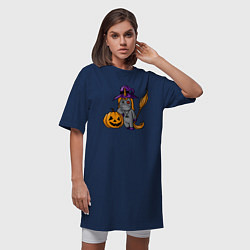 Футболка женская-платье Единорог наряжен на Хэллоуин, цвет: тёмно-синий — фото 2