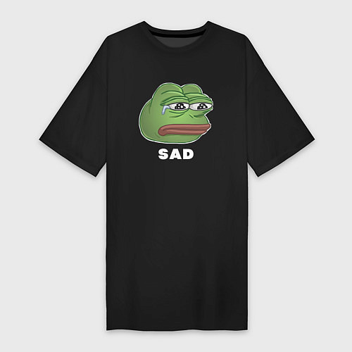 Женская футболка-платье Sad Pepe art / Черный – фото 1
