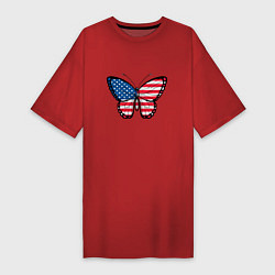 Футболка женская-платье Бабочка - США, цвет: красный