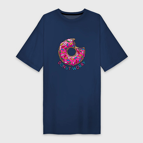 Женская футболка-платье Donut - Worry / Тёмно-синий – фото 1