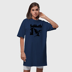 Футболка женская-платье Блэк Саббат метал, цвет: тёмно-синий — фото 2