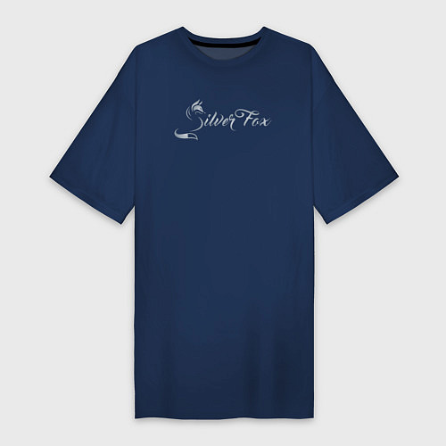 Женская футболка-платье Серебряная Лиса / Тёмно-синий – фото 1