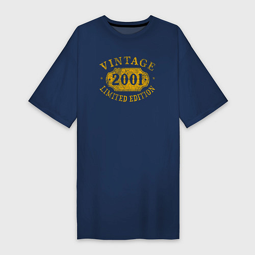 Женская футболка-платье Винтаж 2001 лимитированная серия / Тёмно-синий – фото 1
