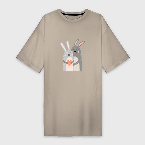 Женская футболка-платье Rabbits Love / Миндальный – фото 1