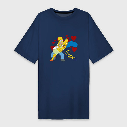 Женская футболка-платье Гомер и Мардж Симпсон / Тёмно-синий – фото 1