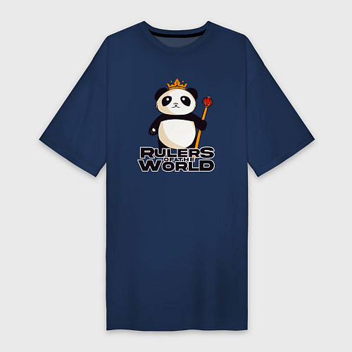 Женская футболка-платье Панда - Правители Мира / Тёмно-синий – фото 1