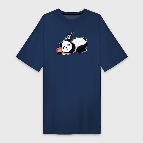Женская футболка-платье Дрыхнущая панда / Тёмно-синий – фото 1