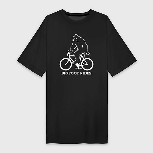 Женская футболка-платье Бигфут на велосипеде / Черный – фото 1