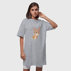 Футболка женская-платье Кролик с морковочкой, цвет: меланж — фото 2