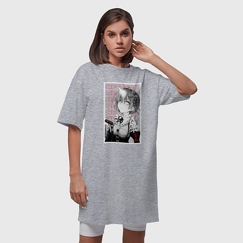Женская футболка-платье Re Zero - Рем / Меланж – фото 3