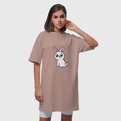 Женская футболка-платье Ушастый друг / Пыльно-розовый – фото 3