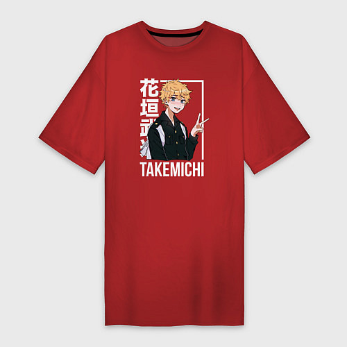 Женская футболка-платье Такемичи Ханагаки ТМ / Красный – фото 1