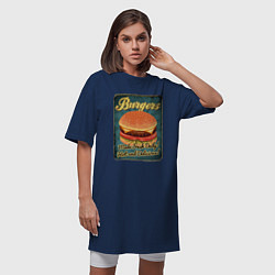 Футболка женская-платье Burgers - Made fresh daily!, цвет: тёмно-синий — фото 2