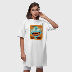 Футболка женская-платье Hot Dogs - always hot & Fresh!, цвет: белый — фото 2